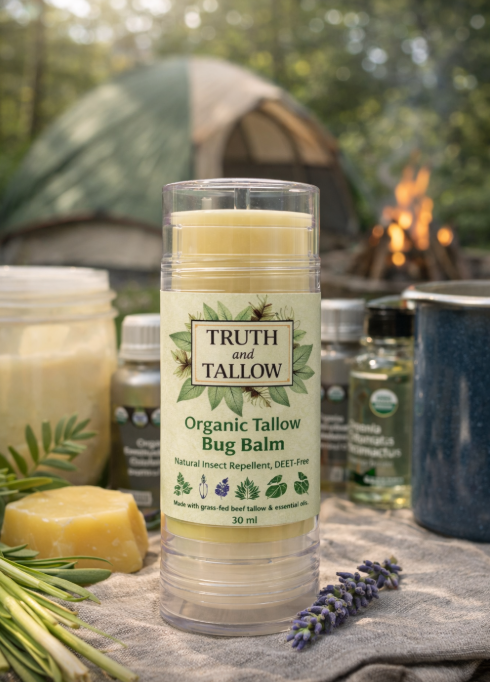 Organic Tallow Bug Stick - Citronella Eucalyptus Lavender Peppermint